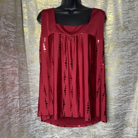 Encore Petite oversized hot red sleeveless top size 3X - Picture 2 of 9